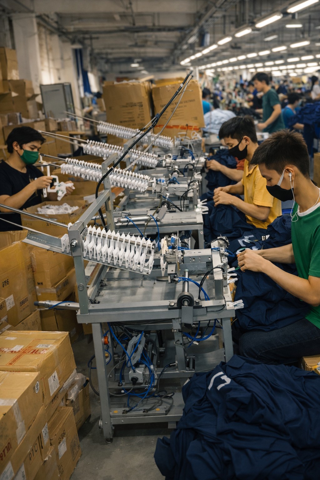 Attaching hanger machine